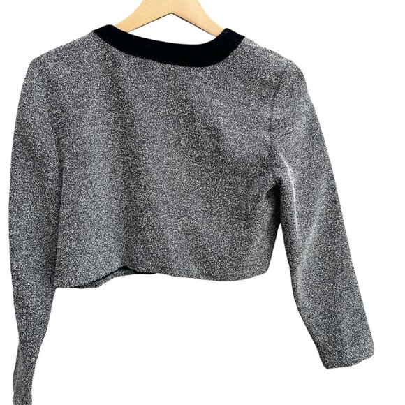 Vtg Donna Ricco NY Boucle Jacket Womans Petite 6P Outfit Grey Buttonless - Picture 4 of 4